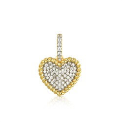 APD227 | 925 Silver 14ct Gold Plated CZ Set Heart Pendant