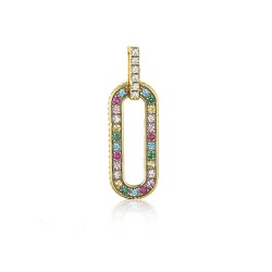 APD228 | 925 Silver 14ct Gold Plated Multi Col CZ Set Pendant