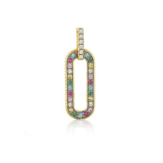 APD228 | 925 Silver 14ct Gold Plated Multi Col CZ Set Pendant