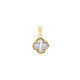 APD230-GP | 925 Silver 14ct gold Plated 12mm Single Clover Pendant   MOP  White Colour