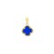 APD231-GP | 925 Silver 14ct gold Plated 12mm Single Clover Pendant   Blue Agate Colour