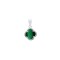 APD232 | 925 Silver Rhodium 12mm Single Clover Pendant  Malachite Green Colour