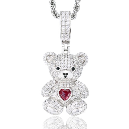 APD237 | 925 Silver CZ Set Teddy Pendant