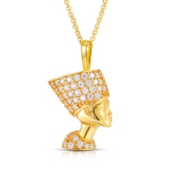 APD238-GP | 925 Silver 14ct Gold Plated Nefertiti Pendant