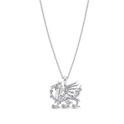 925 Sterling Silver Welsh Dragon Pendant Necklace