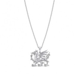 925 Sterling Silver Welsh Dragon Pendant Necklace