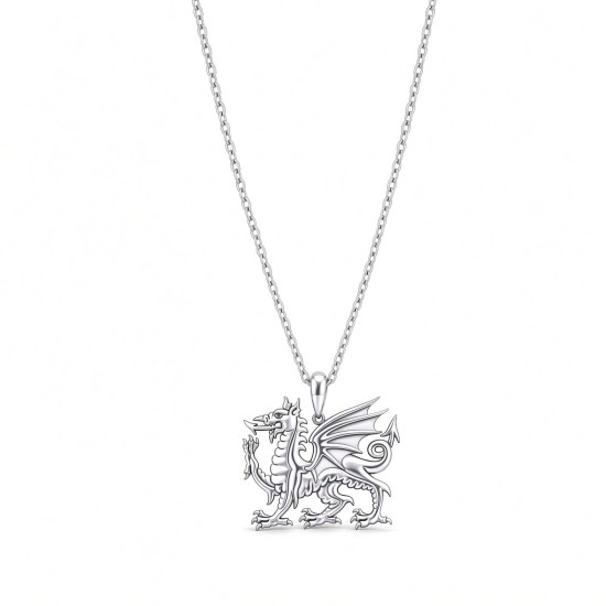 925 Sterling Silver Welsh Dragon Pendant Necklace
