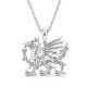925 Sterling Silver Welsh Dragon Pendant Necklace