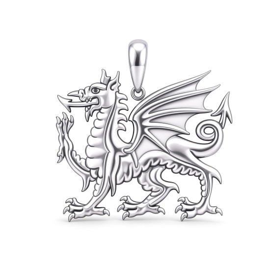 925 Sterling Silver Welsh Dragon Pendant Necklace
