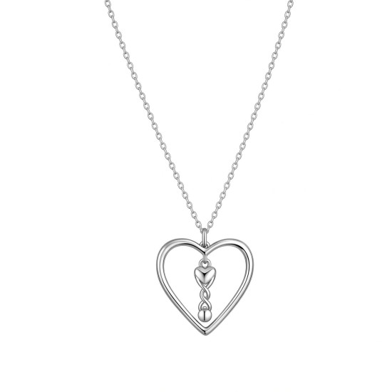 925 Sterling Silver Heart Infinity Pendant Necklace
