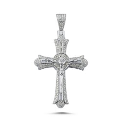 APX039 | 925 Silver Large CZ Brilliant Cut Crucifix