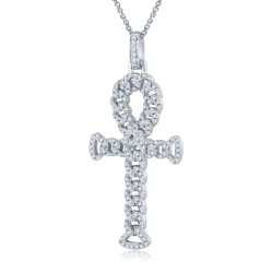 APX048 | 925 Silver CZ Set Curb Link Anc Style Cross