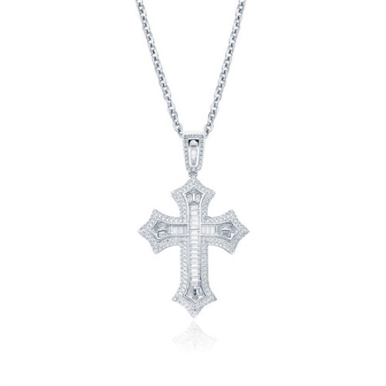 APX064 | 925 Silver Rhodium Plated CZ Set Cross