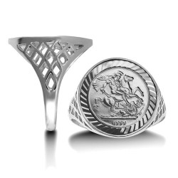 ARN081-T | 925 Silver Tenth St George Ring