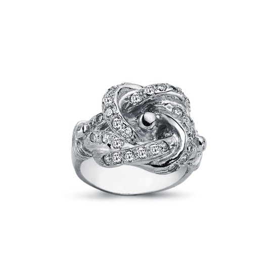 ARN085 | 925 Silver CZ Set Knot Ring