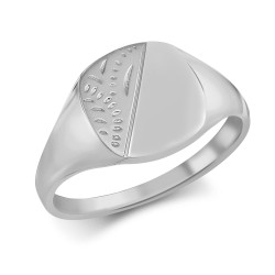 ARN120 | JN Jewellery 925 Silver Cushion Shape Half Engraved Signet Ring
