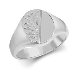 ARN122 | JN Jewellery 925 Silver Oval Half Engraved Signet Ring