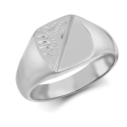 ARN124 | JN Jewellery 925 Silver Cushion Shape Half Engraved Signet Ring