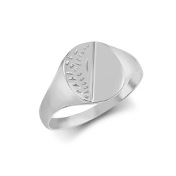 ARN126 | JN Jewellery 925 Silver Oval Half Engraved Female/ Child Signet Ring