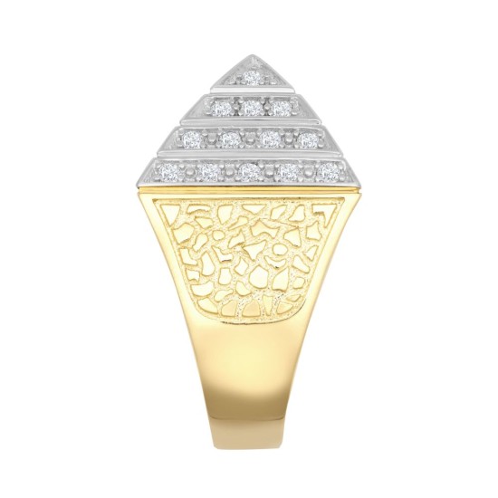 925 Silver Gold Plated CZ Set Pyramid Ring