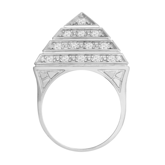 ARN131D | JN Jewellery 925 Silver CZ Set Pyramid Ring