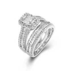 ARN151 | 925 Silver Pear Emerald Cut and Half ET Set Rings
