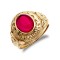 ARN170-GP | 925 Silver Gold Plated Red Stone College Ring