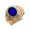 ARN171-GP | 925 Silver Gold Plated Blue Stone College Ring