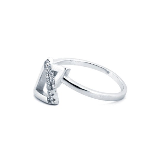 ARN172 | 925 Silver Rhodium CZ Set Twin Triangle Ring