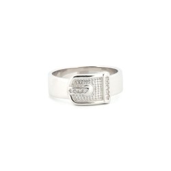 ARN176 | 925 Silver Rhodium CZ Set Buckle Ring