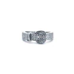 ARN180 | 925 Silver Rhodium CZ Set Buckle Ring