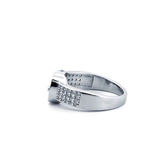 ARN180 | 925 Silver Rhodium CZ Set Buckle Ring