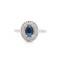 ARN187B | 925 Silver Rhodium CZ Set Oval Cluster Sapphire Blue Centre