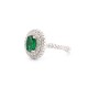 ARN187G | 925 Silver Rhodium CZ Set Oval Cluster Emerald Green Centre