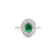 ARN187G | 925 Silver Rhodium CZ Set Oval Cluster Emerald Green Centre