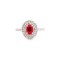 ARN187R | 925 Silver Rhodium CZ Set Oval Cluster Ruby Red Centre