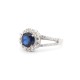 ARN188B | 925 Silver Rhodium CZ Set Round Cluster Sapphire Blue Centre