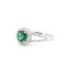 ARN188G | 925 Silver Rhodium CZ Set Round Cluster Emerald Green Centre