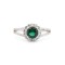 ARN188G | 925 Silver Rhodium CZ Set Round Cluster Emerald Green Centre