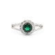 ARN188G | 925 Silver Rhodium CZ Set Round Cluster Emerald Green Centre