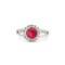 ARN188R | 925 Silver Rhodium CZ Set Round Cluster Ruby Red Centre