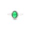 ARN189G | 925 Silver Rhodium CZ Set Oval Cluster Emerald Green Centre