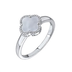 ARN191 | 925 Silver Rhodium Clover Ring MOP