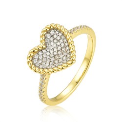 ARN196 | 925 Siver 14ct Gold Plated CZ Set Heart Cluster Ring