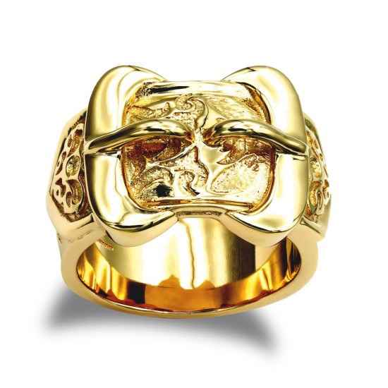 ARN200-GP | 925 Sterling Silver hand finished premium weight carved double buckle design ring ARN200-GP | 925 Sterling Silver hand finished premium weight carved double buckle design ring