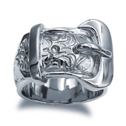 ARN203 | 925 Sterling Silver hand finished premium weight carved buckle design ring