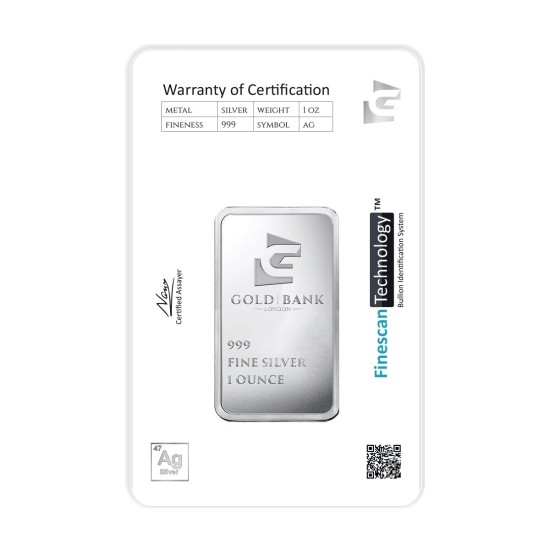 999 Fine Silver 31.1g Stamped and Sealed Bar