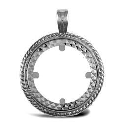 ASP001-F | 925 Silver Sovereign Size Pendant Mount Rope Edge