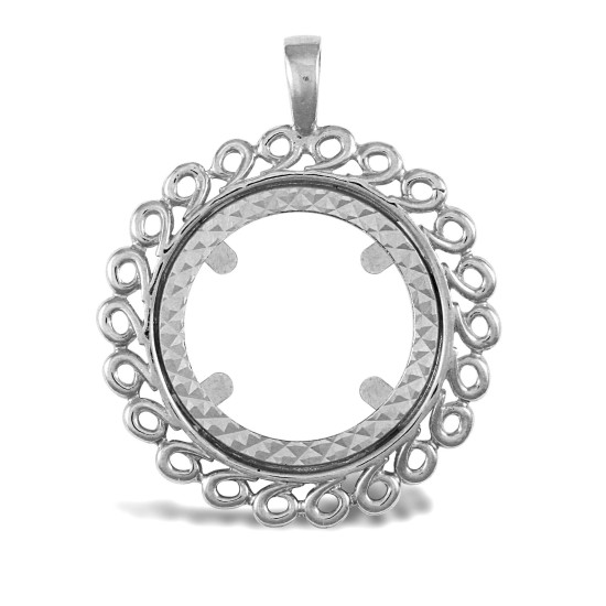 ASP002-H | JN Jewellery 925 Silver Half Sovereign Pendant Mount Swirl Design