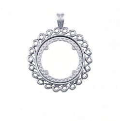925 Silver Full Sovereign Pendant Mount Swirl Design